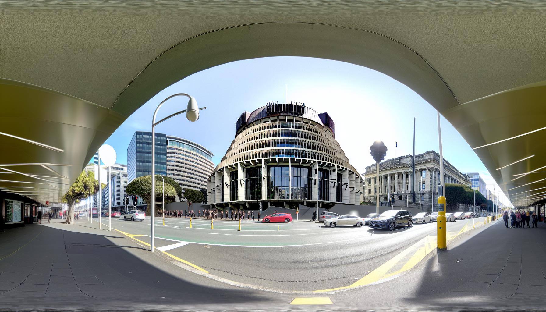 wellington new zealand Beehive from street